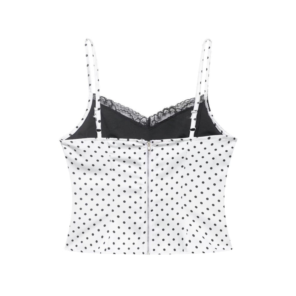 Polka Dot Summer Lace Splicing Sling Vest Slim Fit Slim Sexy Top