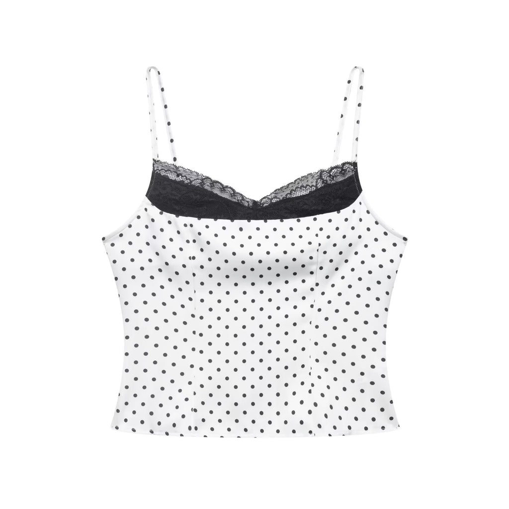 Polka Dot Summer Lace Splicing Sling Vest Slim Fit Slim Sexy Top