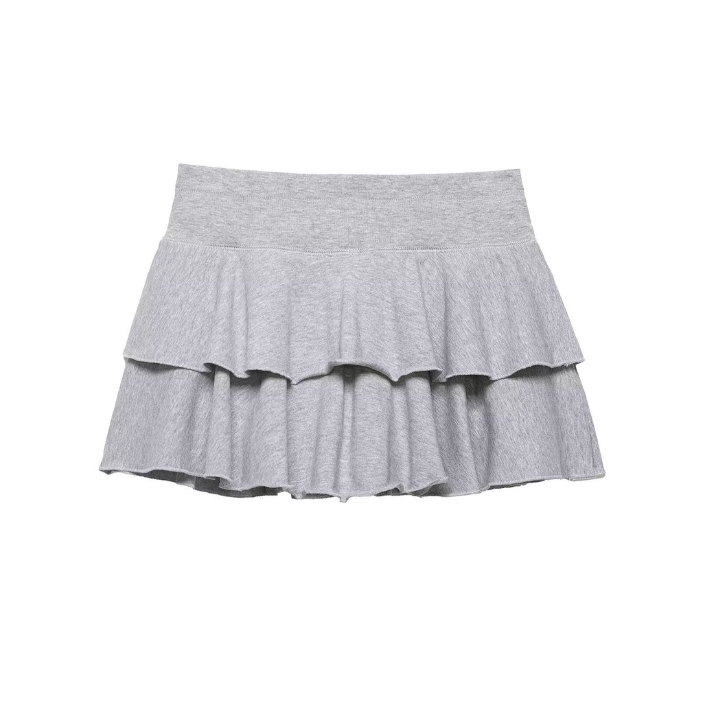 Women Clothing Summer Sweet Tie Neck Cotton Laminated Decoration Mini Skirt