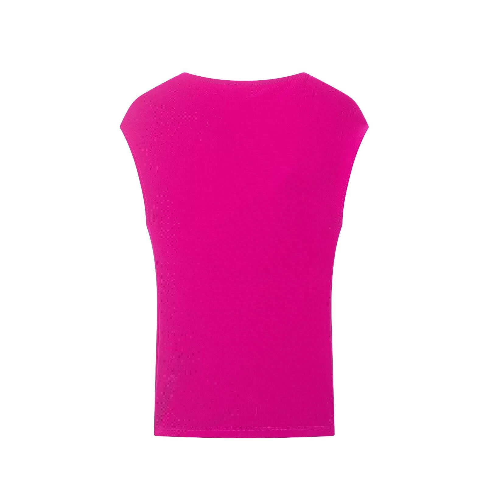 Women Clothing Summer Sleeveless Asymmetric Collar Pleated Pullover Top