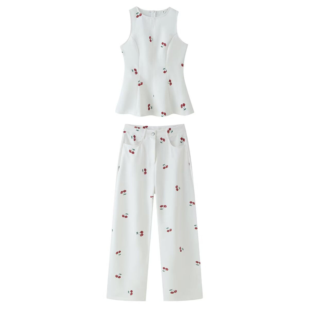 Women Summer Sleeveless Graphic Pants Set