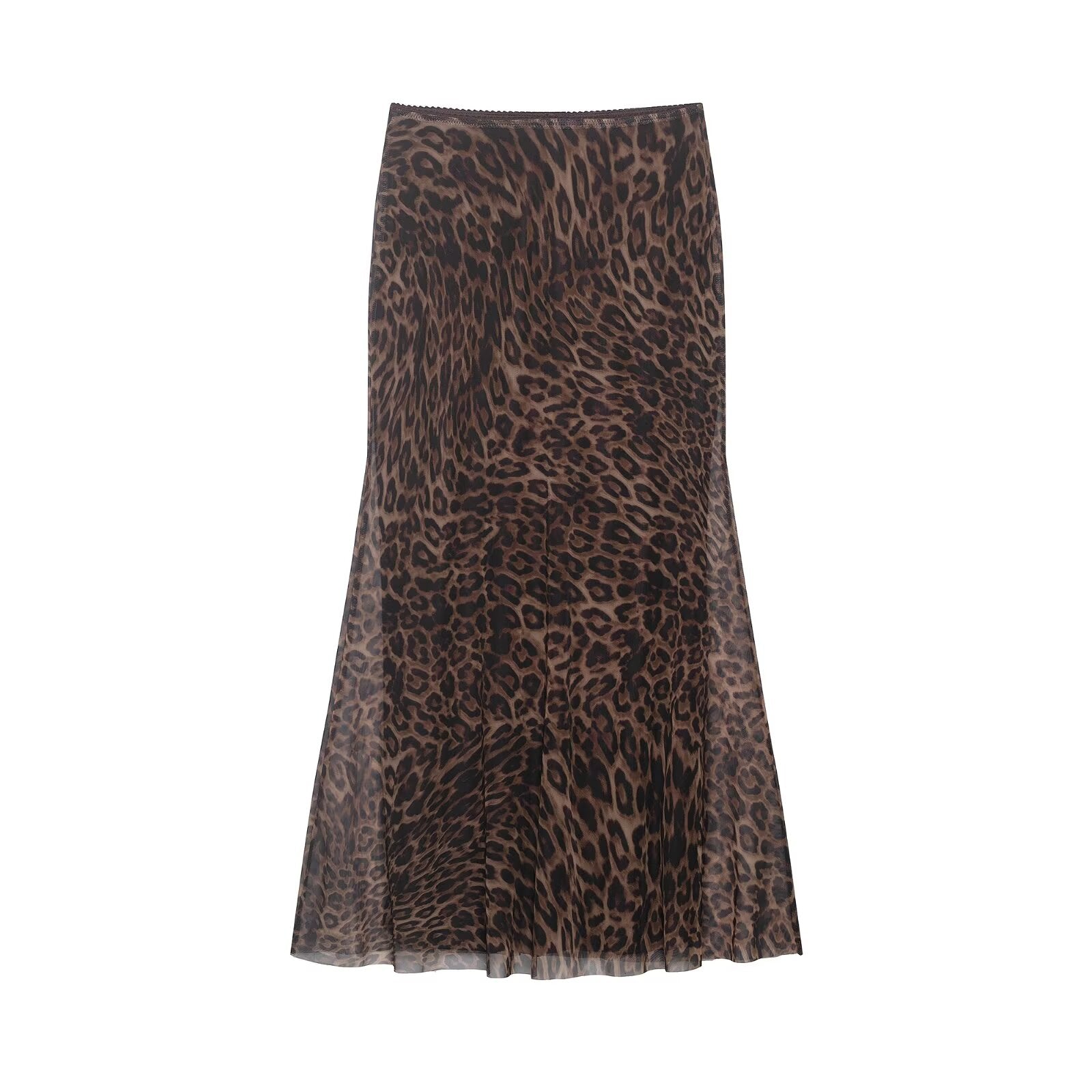 Women Clothing Summer Leopard Print Silk Net Sling Silk Net Skirt