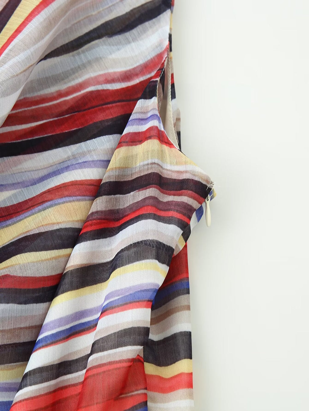 Women Clothing Fashionable Elegant Swing Collar Colorful Striped Sleeveless Dress