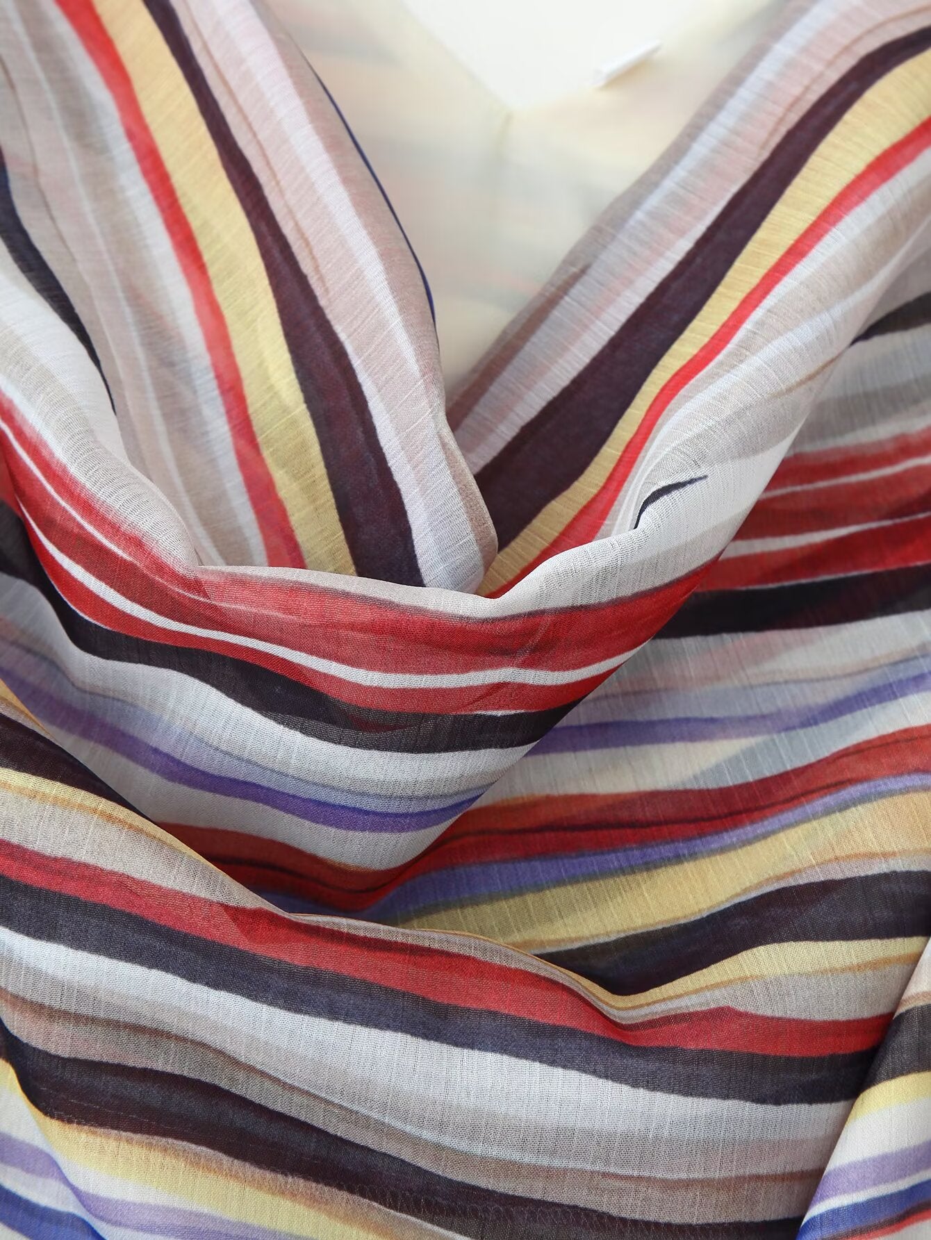 Women Clothing Fashionable Elegant Swing Collar Colorful Striped Sleeveless Dress