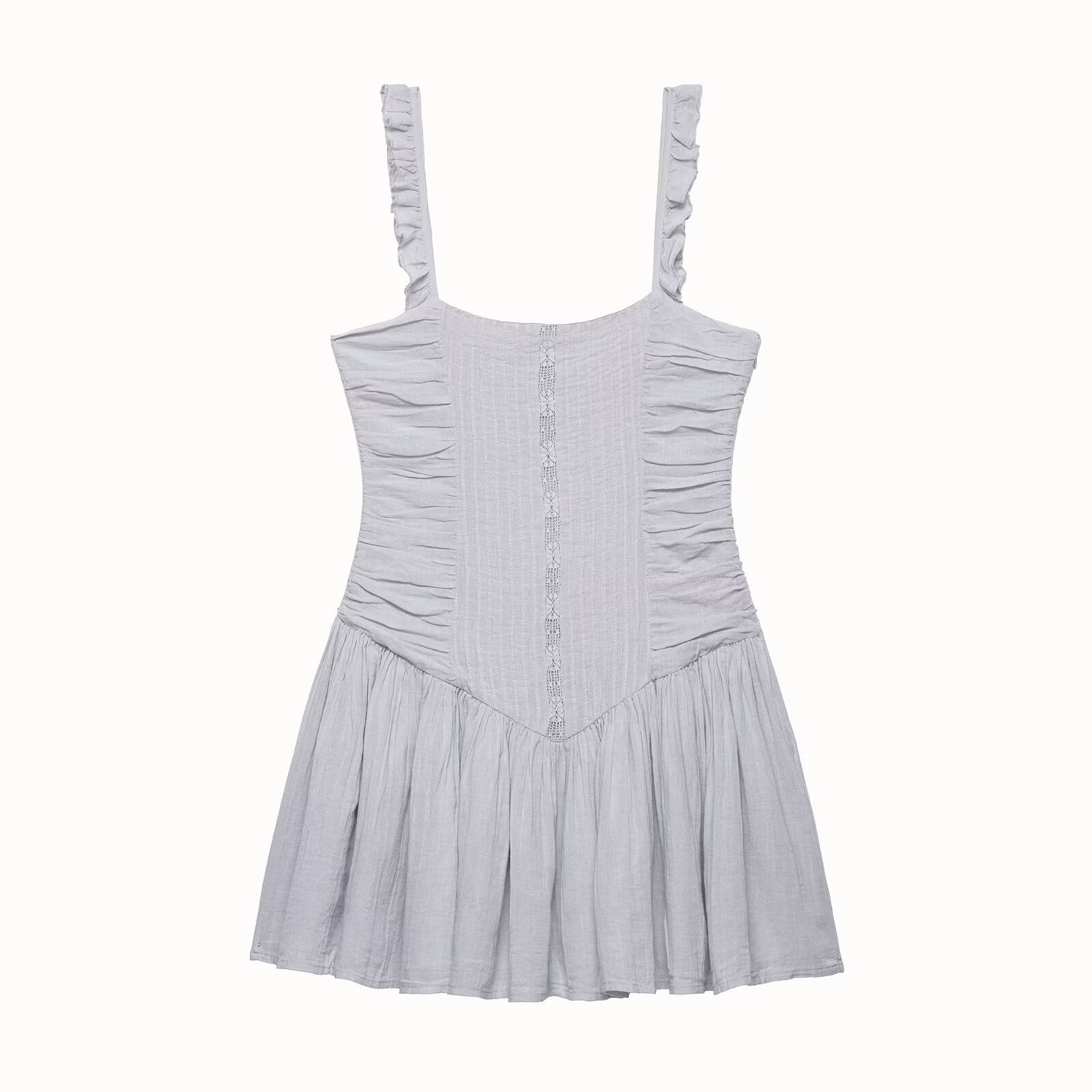 Women Clothing Summer Casual Chic Fluffy Embroidered Strap Short Dress