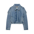 Women Clothing Summer Loop Accessories Denim Jacket Coat