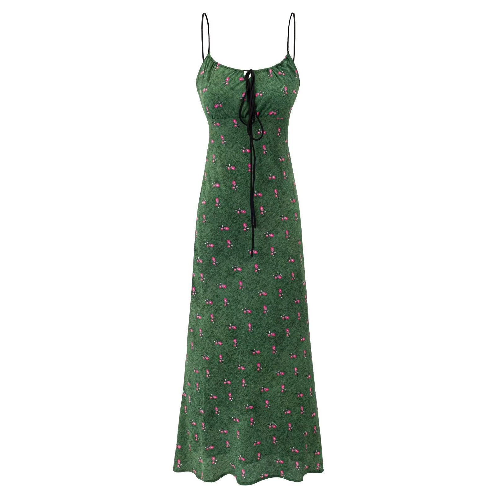 Women Clothing Summer Vintage Floral Slim Fit Long Strap Dress