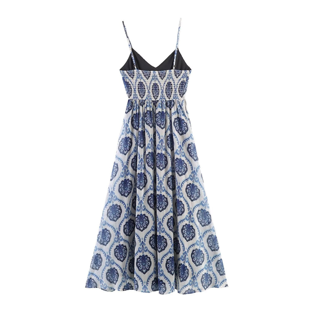 Women Clothing Summer French Vacation Loose Strap Dress