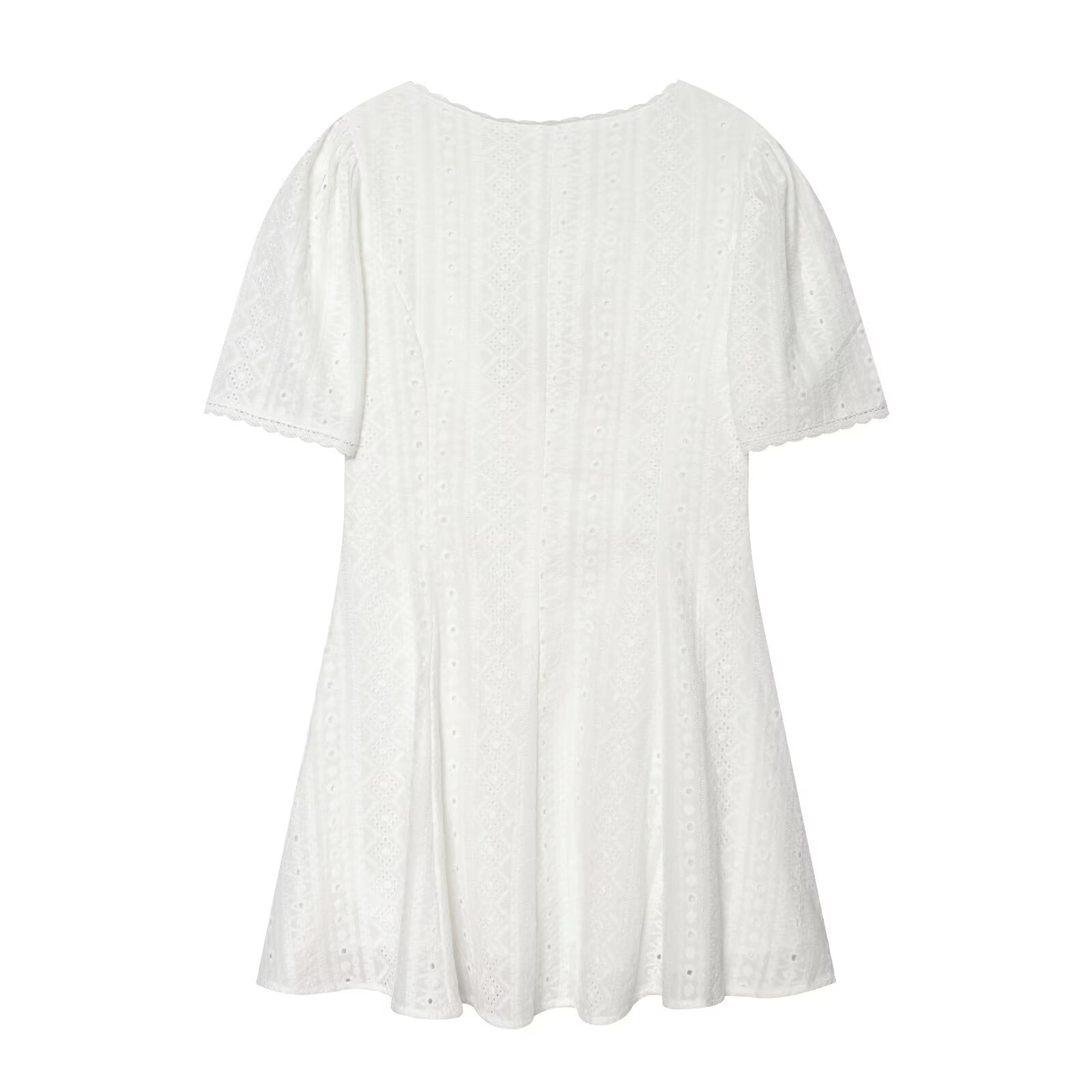Women Clothing Fashionable Hollow Out Cutout Embroidered Short Dress