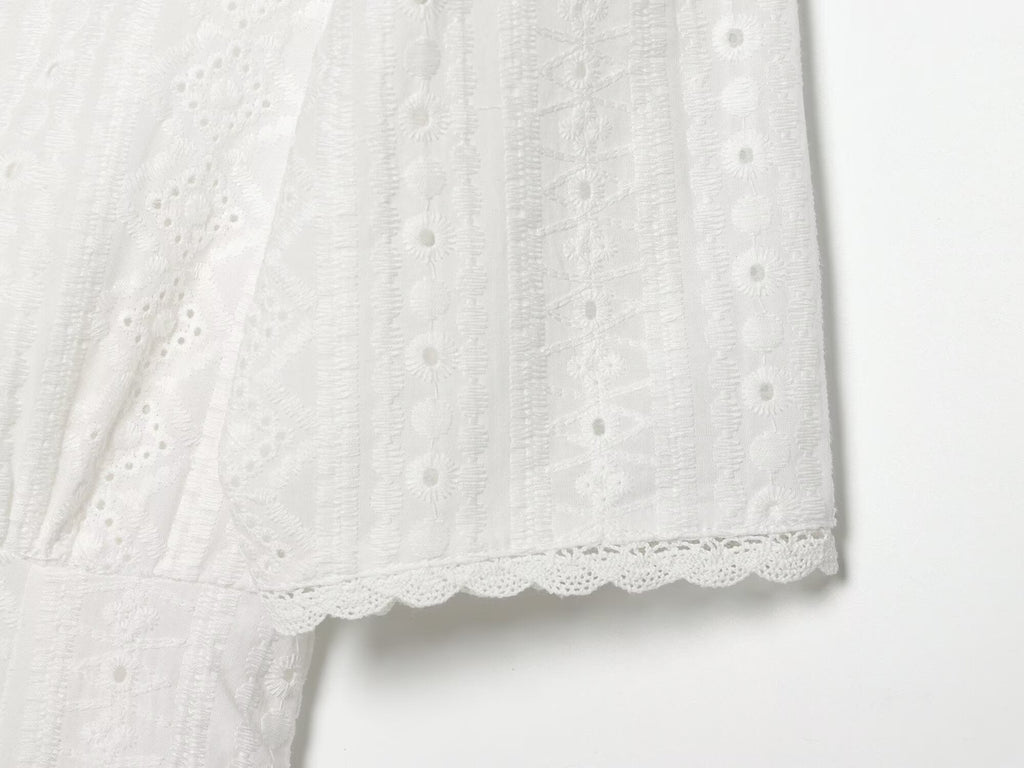 Women Clothing Fashionable Hollow Out Cutout Embroidered Short Dress