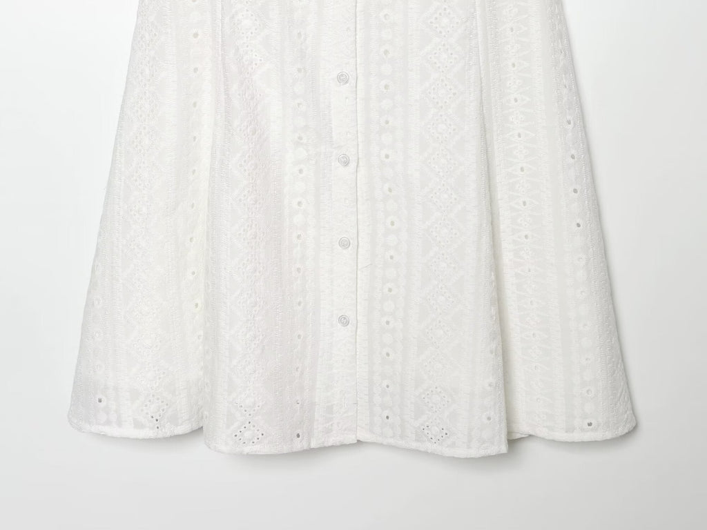 Women Clothing Fashionable Hollow Out Cutout Embroidered Short Dress