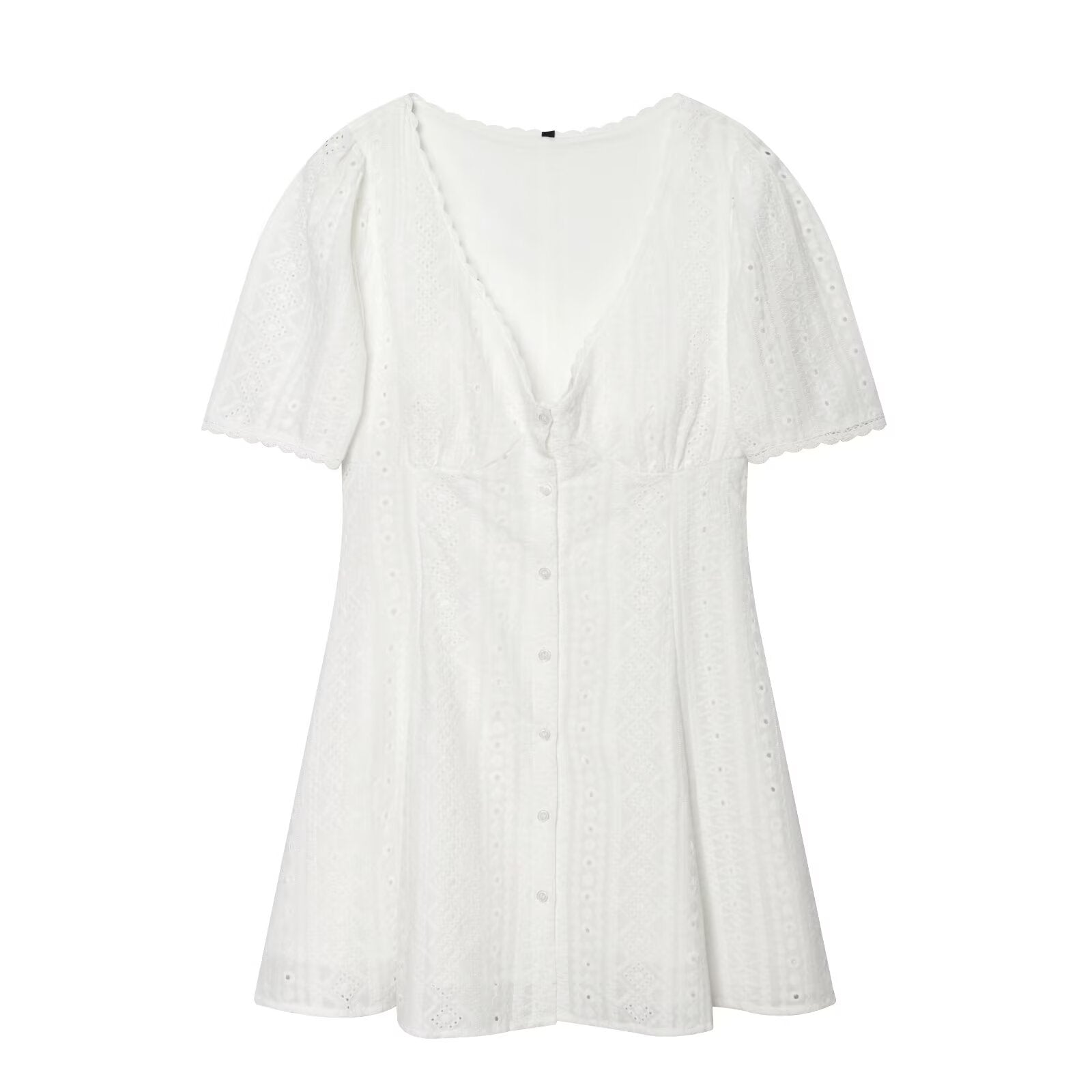 Women Clothing Fashionable Hollow Out Cutout Embroidered Short Dress