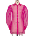 Spring Summer Women Clothing Puff Sleeve Top Long Sleeve Organza Cardigan Dress plus Size Suit for Women