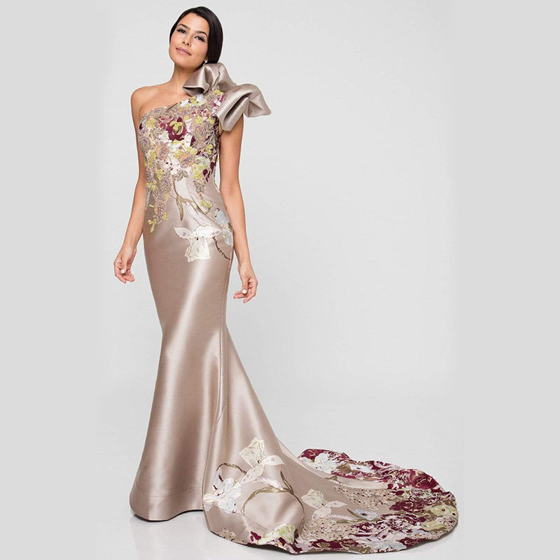 Dress Women Clothing Cocktail Women Annual Meeting Embroidery Formal Dress