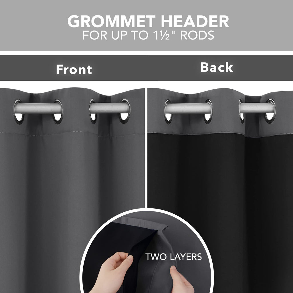 2-Layer Thermal Blackout Curtains, Tan, 52x72 Inch