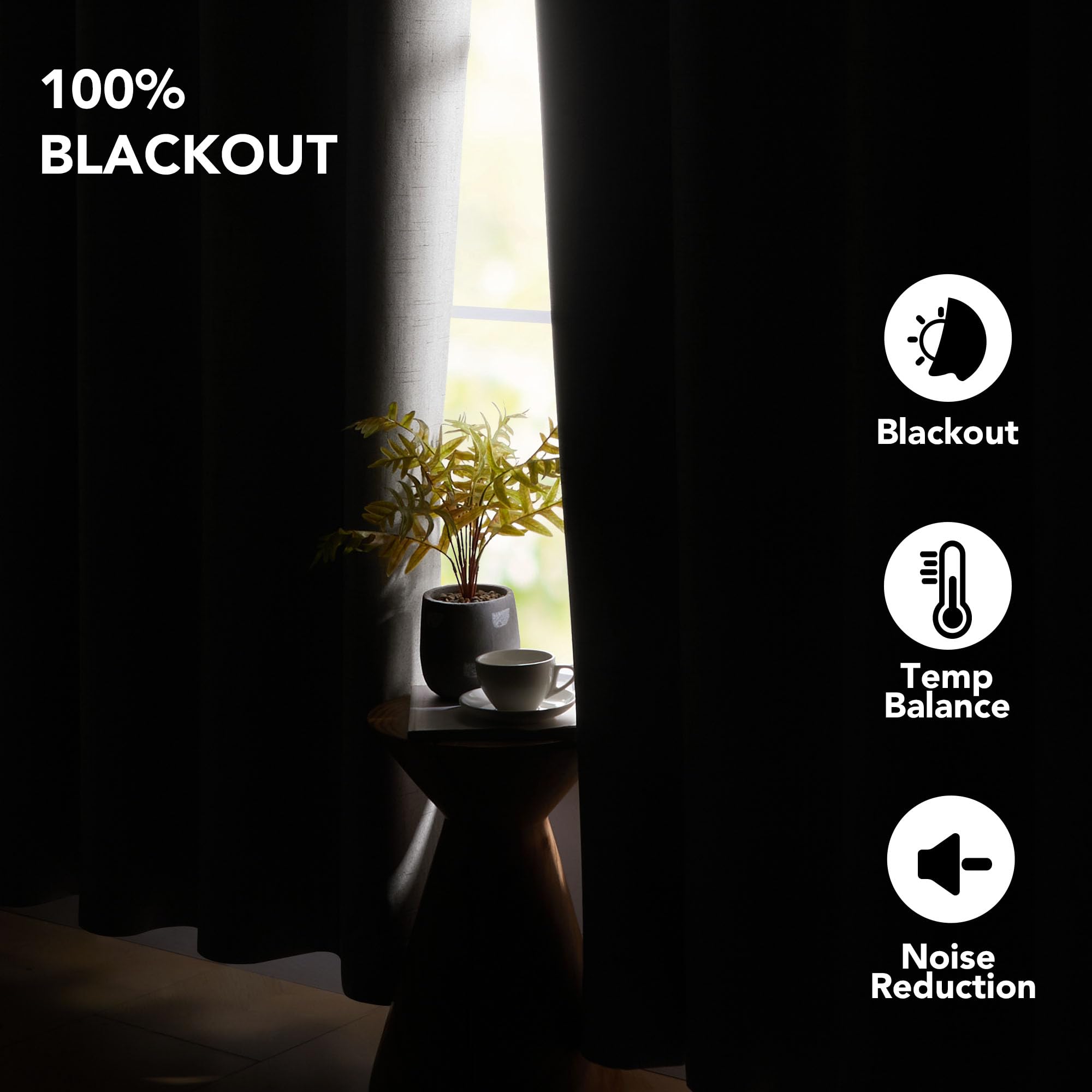 Blackout Thermal Insulated Curtains, 2 Panels