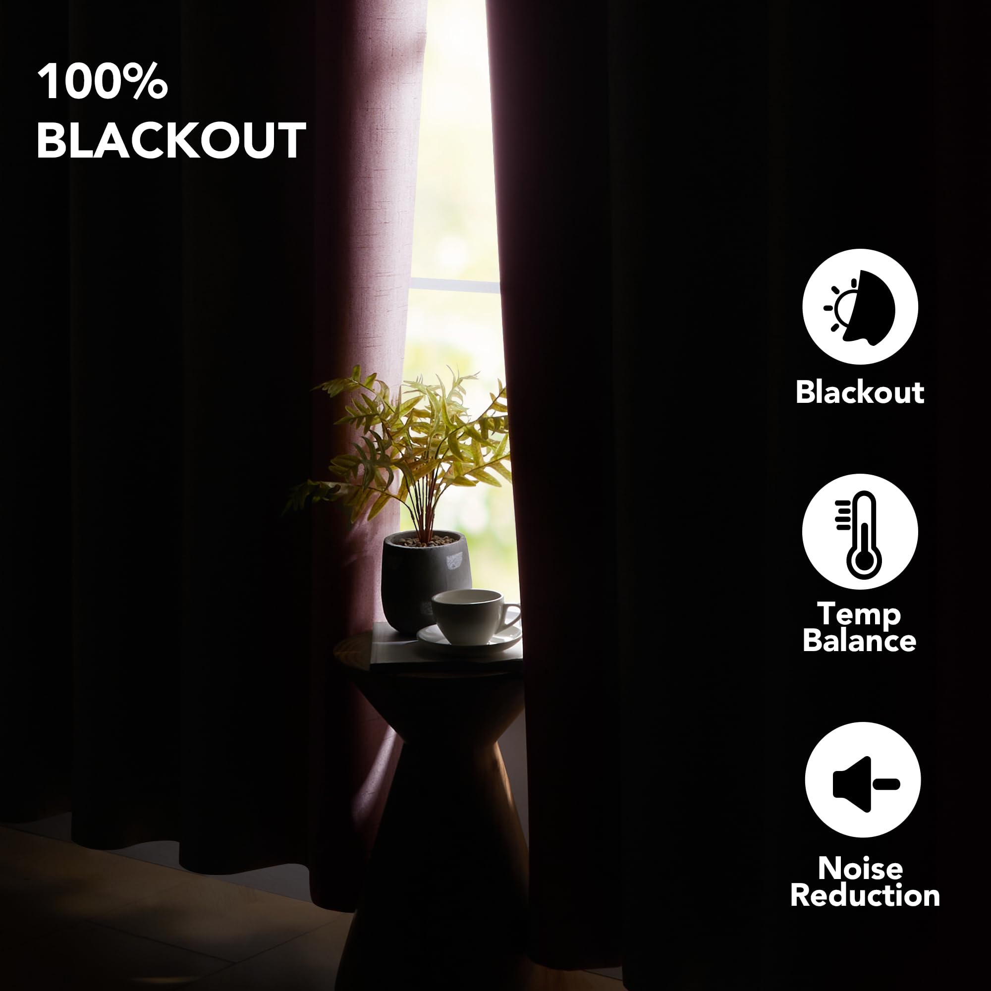 Blackout Thermal Insulated Curtains, 2 Panels
