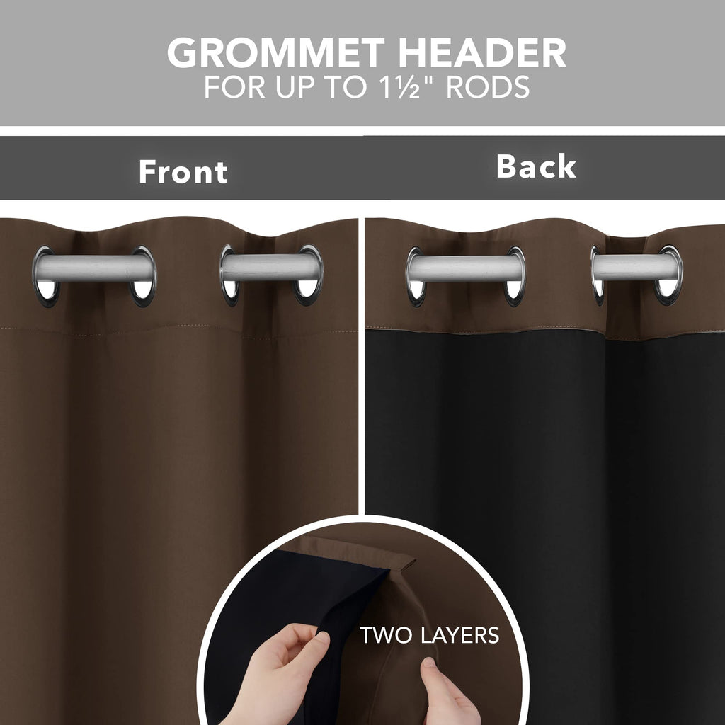 2-Layer Thermal Blackout Curtains, Tan, 52x72 Inch