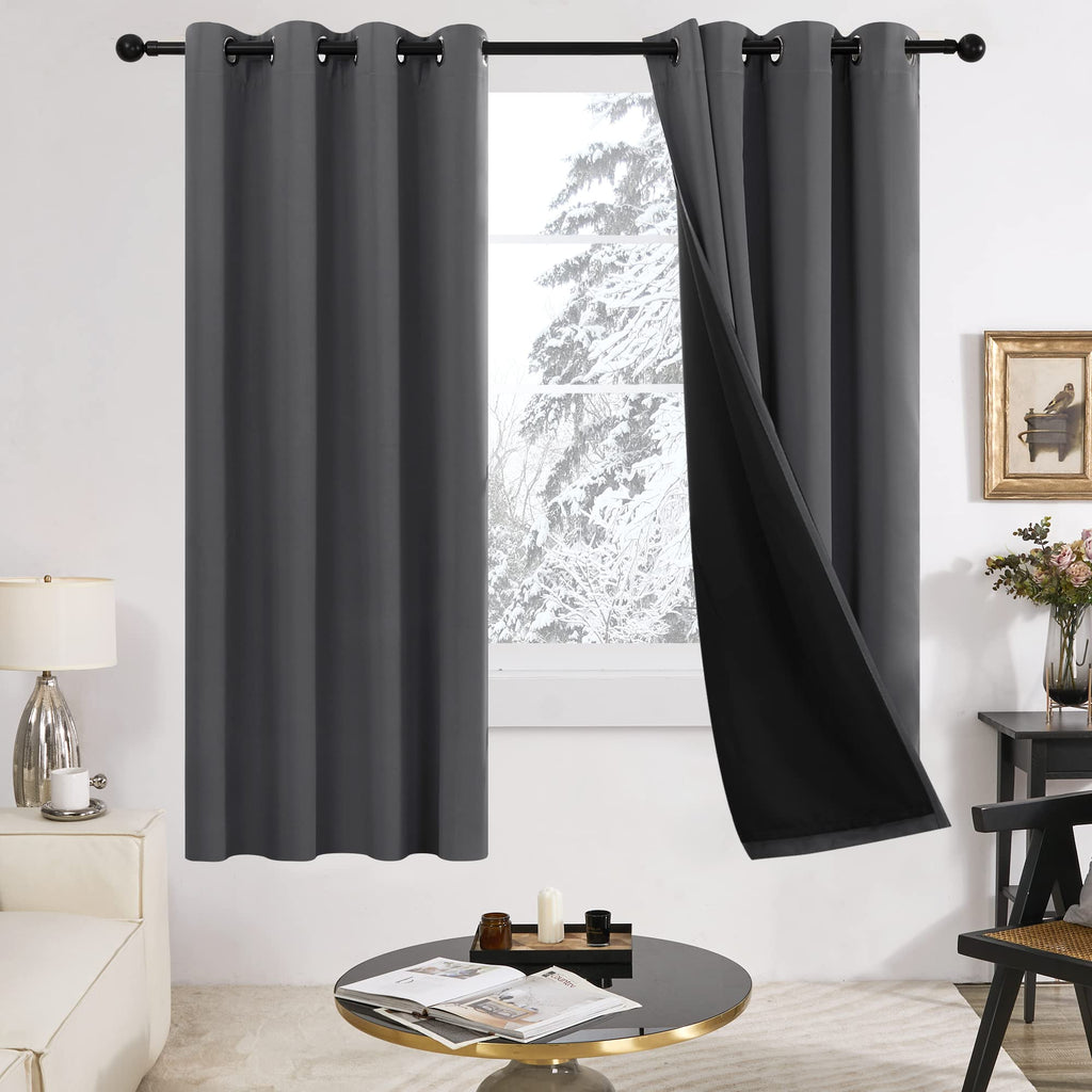 2-Layer Thermal Blackout Curtains, Tan, 52x72 Inch