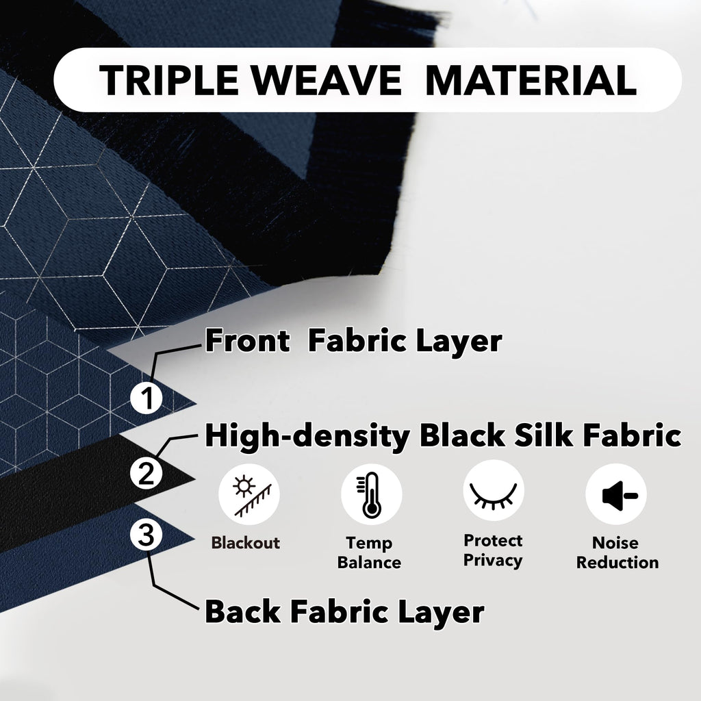 Thermal Blackout Curtains with Silver Foil Print