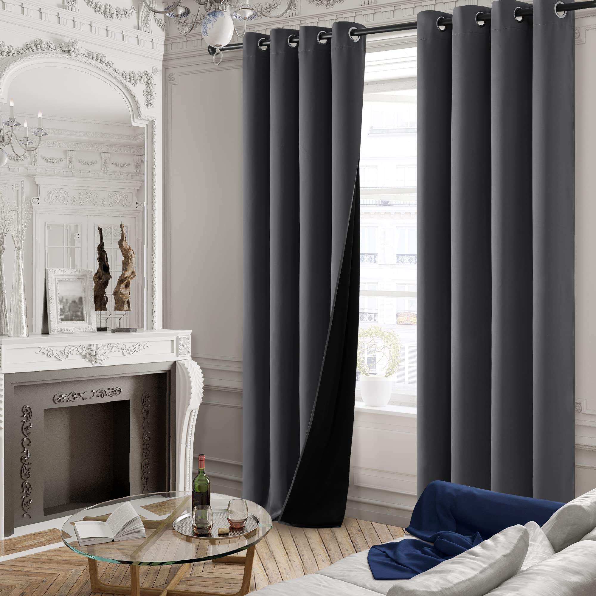 2-Layer Thermal Blackout Curtains, Tan, 52x72 Inch