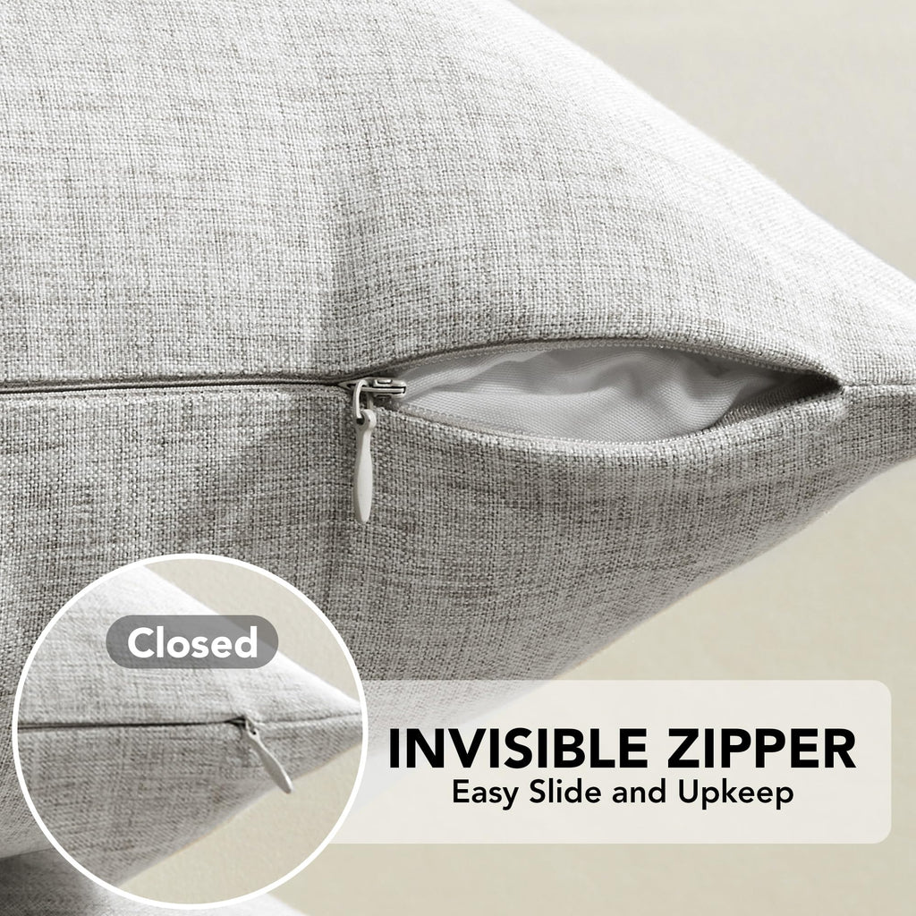 Faux Linen Pillow Covers, 16x16 Inch, Creamy White, 2PCS