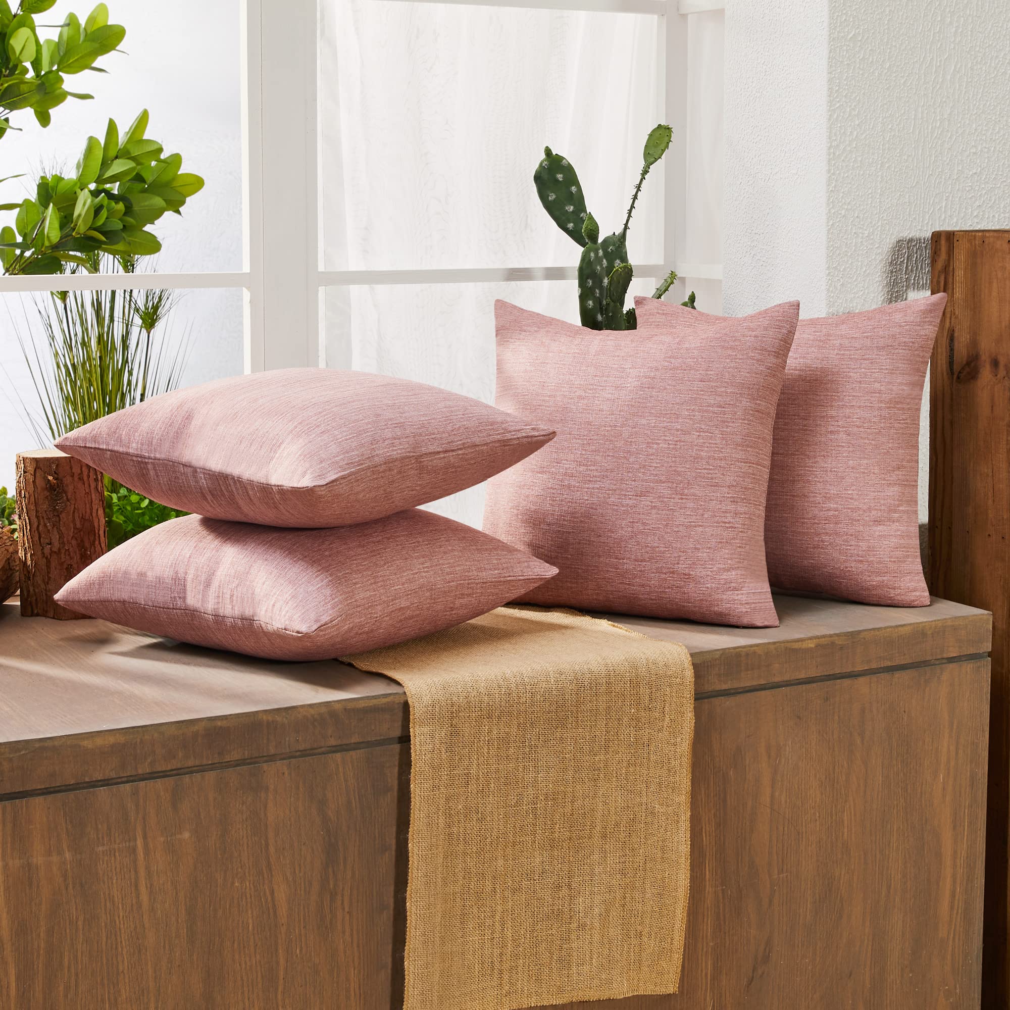 Decorative Linen Throw Pillow Covers, 18x18 Inch, 4 PCS