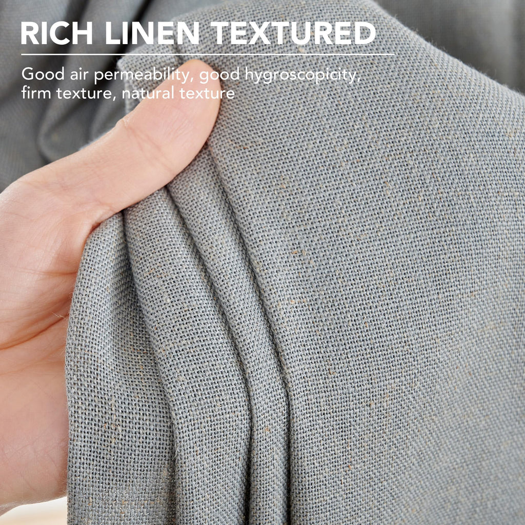 Linen Look Boho Semi-Sheer Curtains, 52x63 Inch, 2 Panels