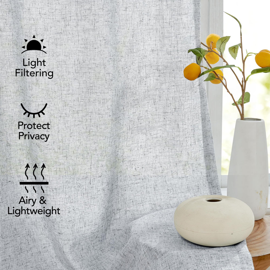Light Filtering Linen Drapes, Back Tab & Rod Pocket