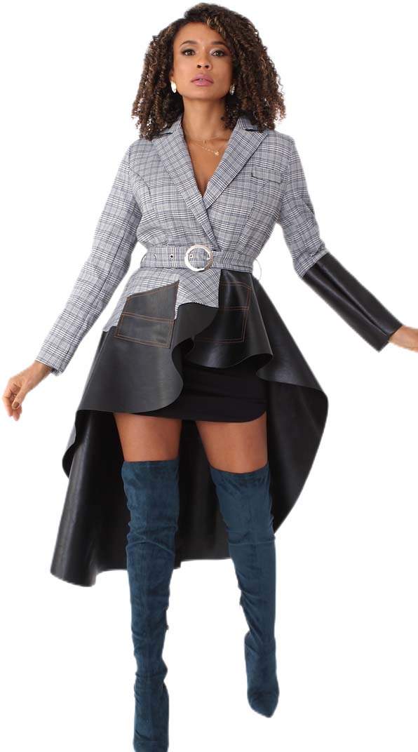 For Her Women Jacket/Dress 82018C-Grey/Plaid