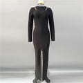 Bead Long Sleeve Bandage One Piece Dress Ladies Party Elegant Graceful Formal Dress