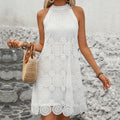 Summer Women Sleeveless Halter White Doll Dress
