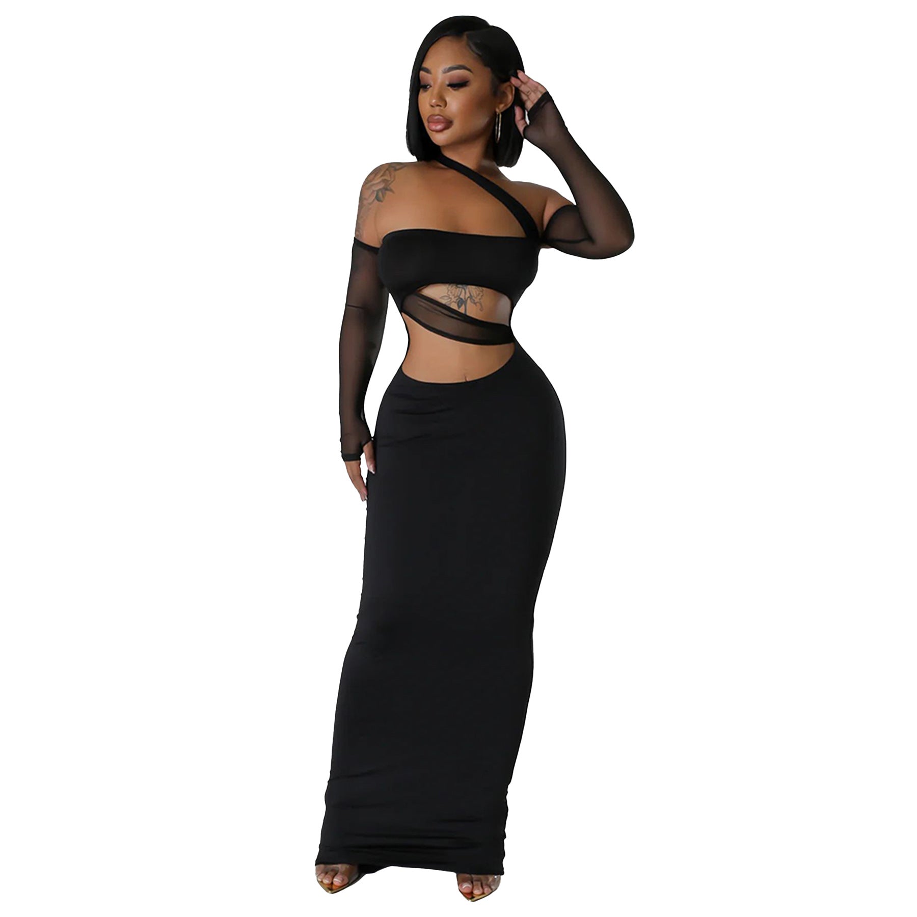 Women Wear Arrival Sexy Sheer Mesh Stitching Dress