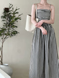 French Striped Bandeau Sling Dress Women High Grade off the Shoulder Pleated Waist Tight A line Long Summer