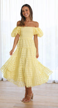 Women One Neck Lantern Sleeve Layer Stitching Dress