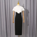 Elegant Socialite Chanel Dress High Grade Lace Stitching Shawl Slim Slimming Sheath Dress