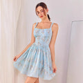 Spring Summer Women Clothing Sexy Dress Printed Backless Seaside Holiday Suspender