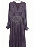 Elegant Long Sleeve Solid Color Diamond Dress Autumn High Grade Waist Slimming Dress Women