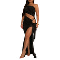 Supply Women Wear Solid Color Diagonal Collar Sexy Tube Top Split Dress