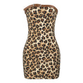 Spring Sexy Sexy Tube Top Belt Hip Dress Leopard Print Women
