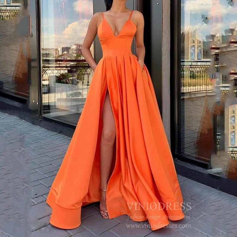 Satin Wedding Dress Spring Bridal Wedding Tube Top Slimming Simple Floor-Length Banquet Dress