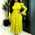 Lace Waist Controlled Long Sleeves Cardigan Sling Inner Wear Bell Sleeve Hollow Out Cutout Two Piece Dress
