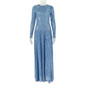 Summer Women Clothing Tight Waist Sheath Print Street A line Dress round Neck Long Sleeve Micro Transparent Dress