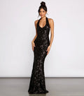 Women Clothing Sexy Hanging Collar Sequ Dress All Matching Formal Dress