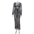 Women Clothing Lace See through Sexy Mature Adult Lady like Woman V neck Slim Fit Hip Dress Women