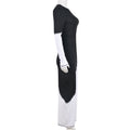 Women Clothing Spring Summer Contrast Color Slim Fit Single Side Long Sleeve Maxi Dress