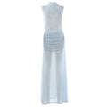 Spring Women Solid Color Slim Fit Elegant Graceful Stand Collar Sleeveless High Waist Sexy Dress