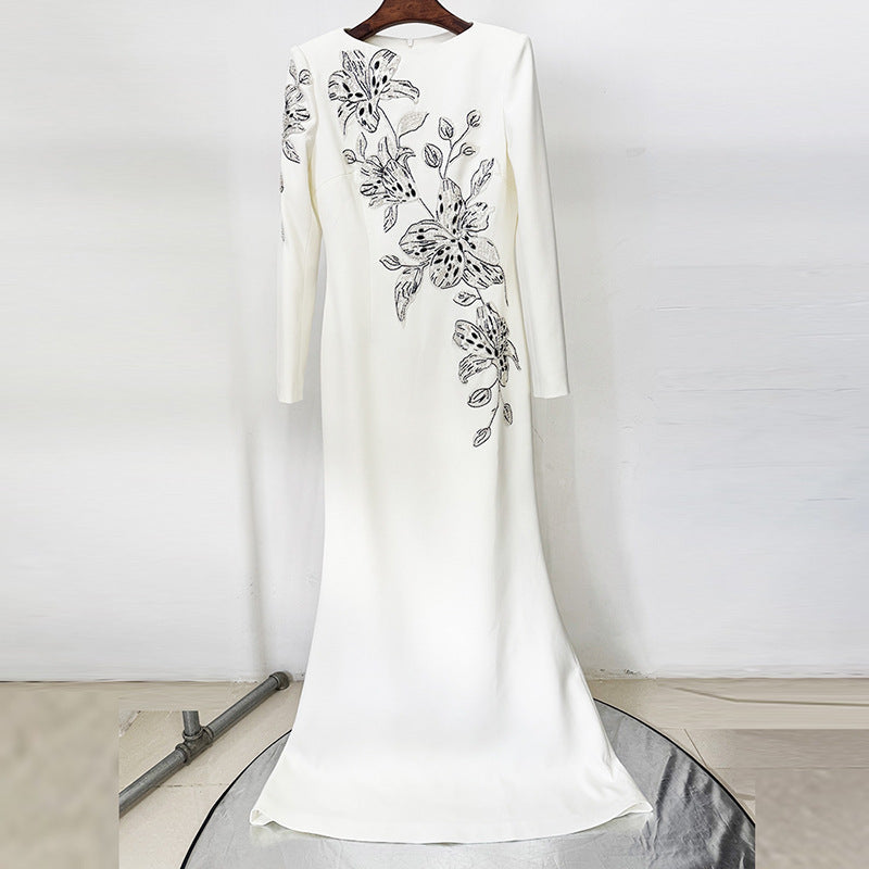 Formal Dress Heavy Industry Embroidered Beads Diamond Embedded Maxi Dress