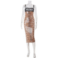 Lace Stitching Tube Top Sling Leopard Sequined Party Dress Maxi Dress