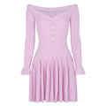 Autumn Long Sleeve off Shoulder off Shoulder Knitted All Matching Slim Fit Slimming Dress